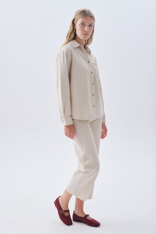 ÇİÇEK NAKIŞLI STRAIGHT FIT PANTOLON