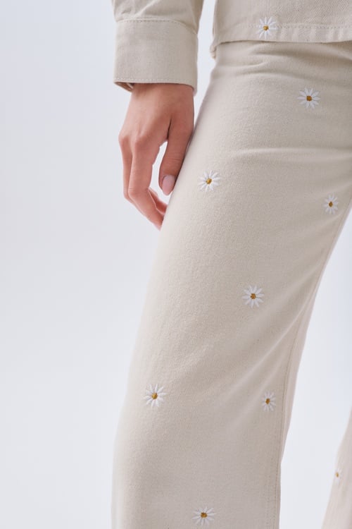 ÇİÇEK NAKIŞLI STRAIGHT FIT PANTOLON