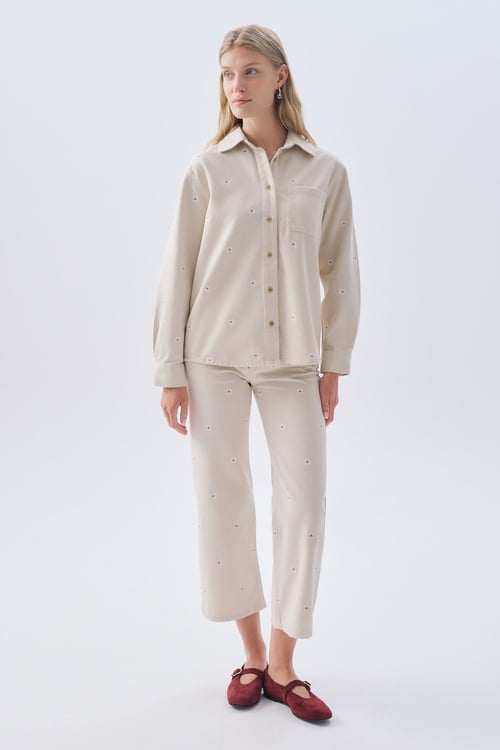 ÇİÇEK NAKIŞLI STRAIGHT FIT PANTOLON