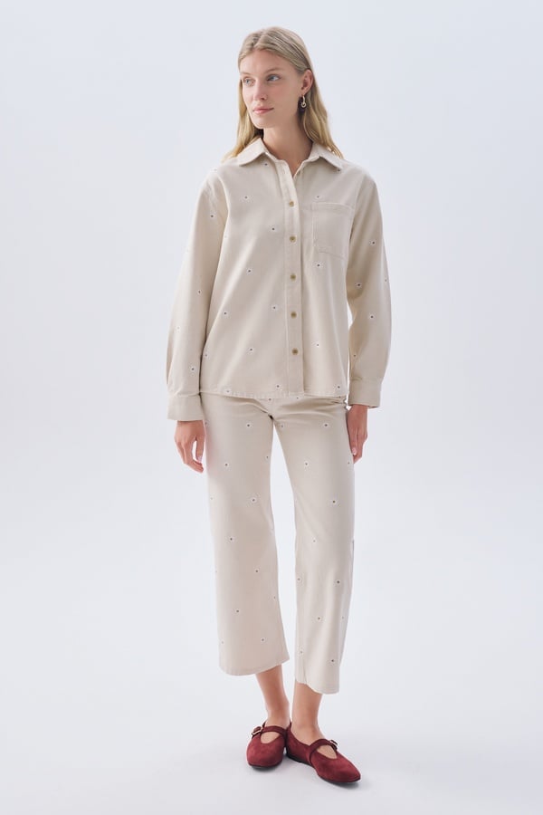 ÇİÇEK NAKIŞLI STRAIGHT FIT PANTOLON