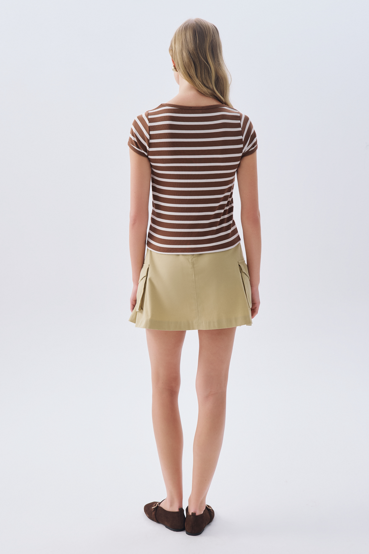 FITTED ÇİZGİLİ BİSİKLET YAKA T-SHIRT