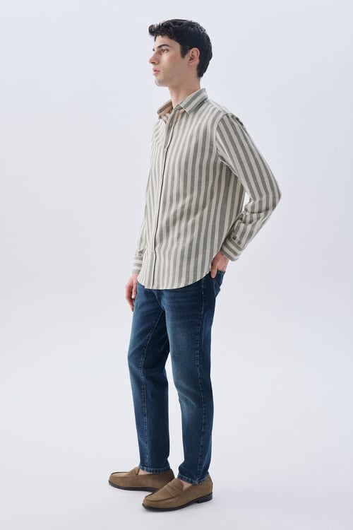 ÇİZGİLİ REGULAR FIT UZUN KOLLU GÖMLEK