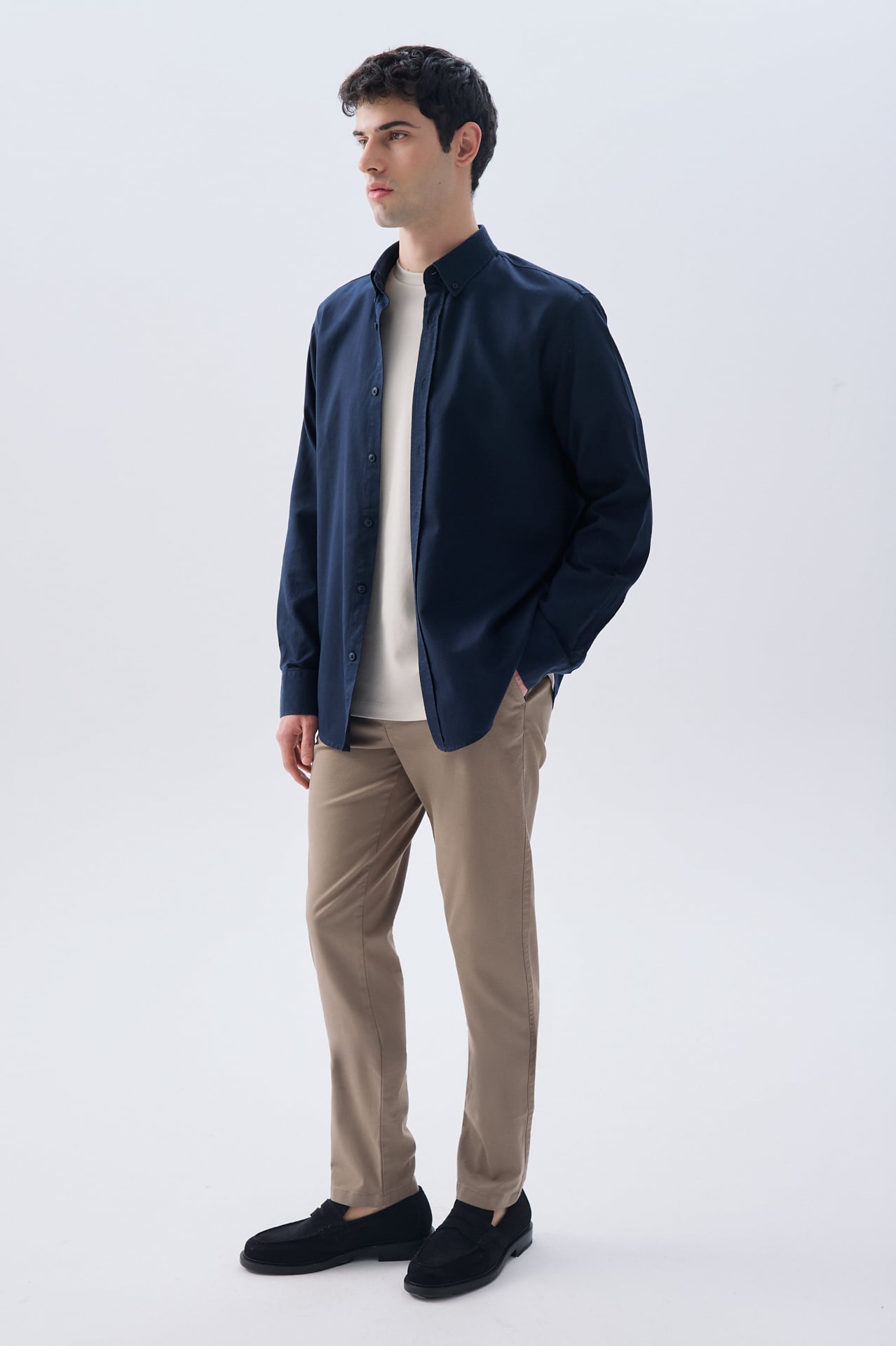 LİYOSEL KARIŞIMLI REGULAR FIT UZUN KOLLU GÖMLEK