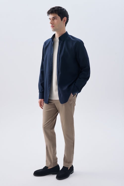 LİYOSEL KARIŞIMLI REGULAR FIT UZUN KOLLU GÖMLEK