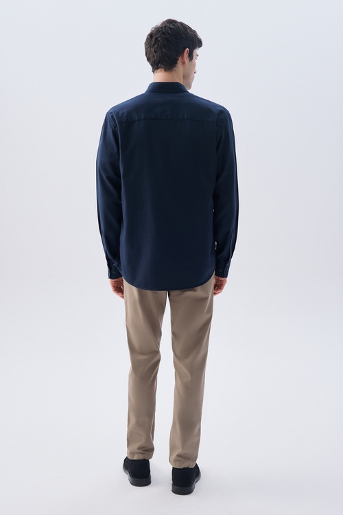 LİYOSEL KARIŞIMLI REGULAR FIT UZUN KOLLU GÖMLEK