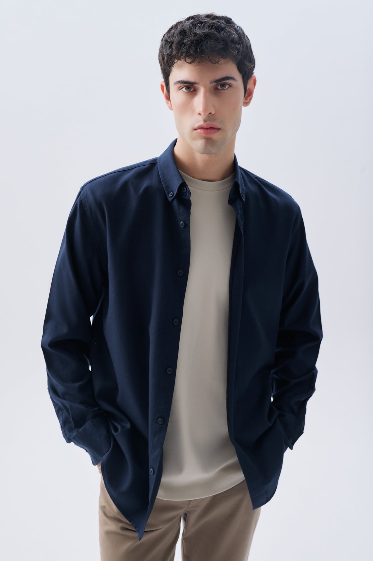 LİYOSEL KARIŞIMLI REGULAR FIT UZUN KOLLU GÖMLEK