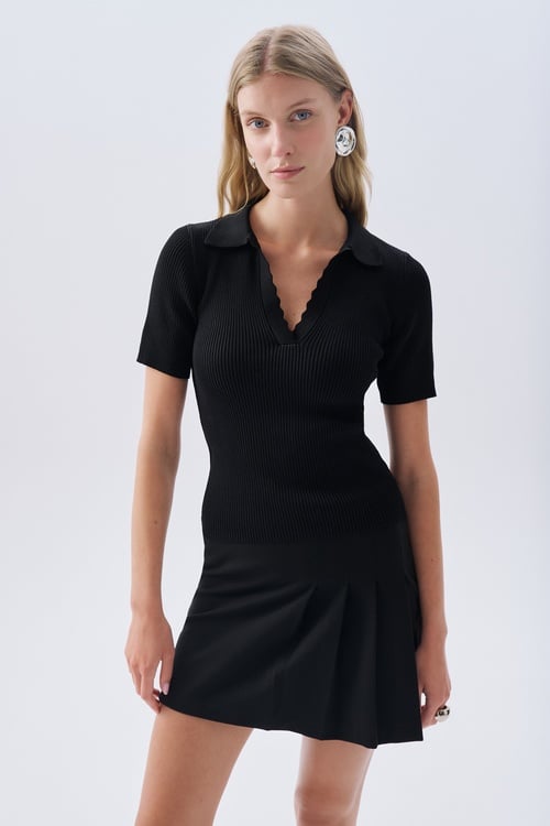 FITTED POLO YAKA KISA KOLLU TRİKO KAZAK