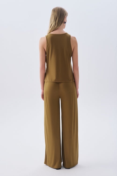 MODAL KARIŞIMLI BELİ BAĞLAMALI WIDE LEG PANTOLON