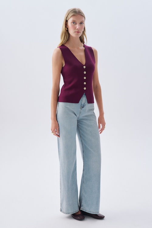 FITTED V YAKA TRİKO YELEK