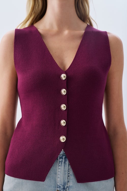 FITTED V YAKA TRİKO YELEK