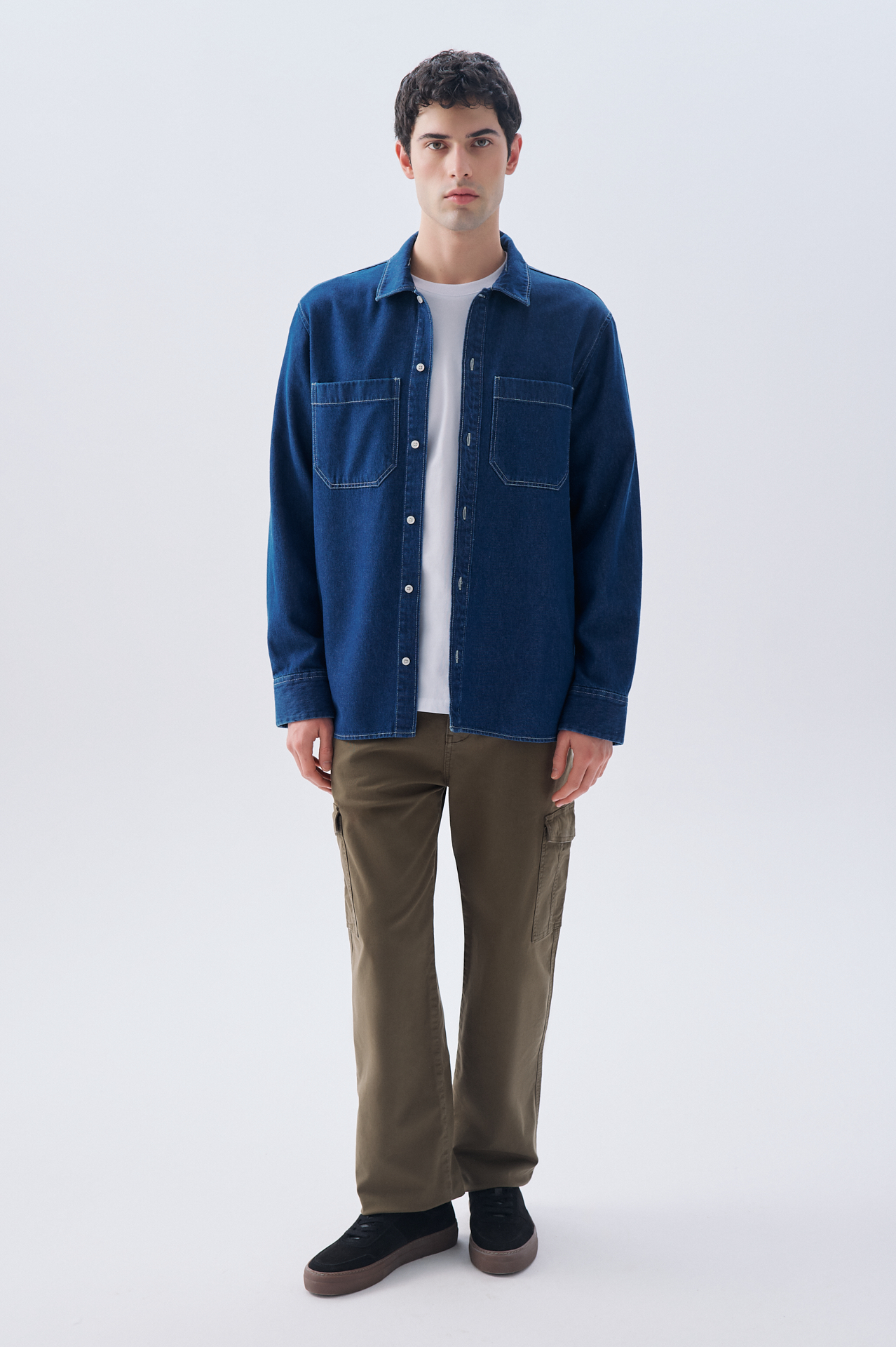 REGULAR FIT ÇİFT CEPLİ UZUN KOLLU JEAN GÖMLEK