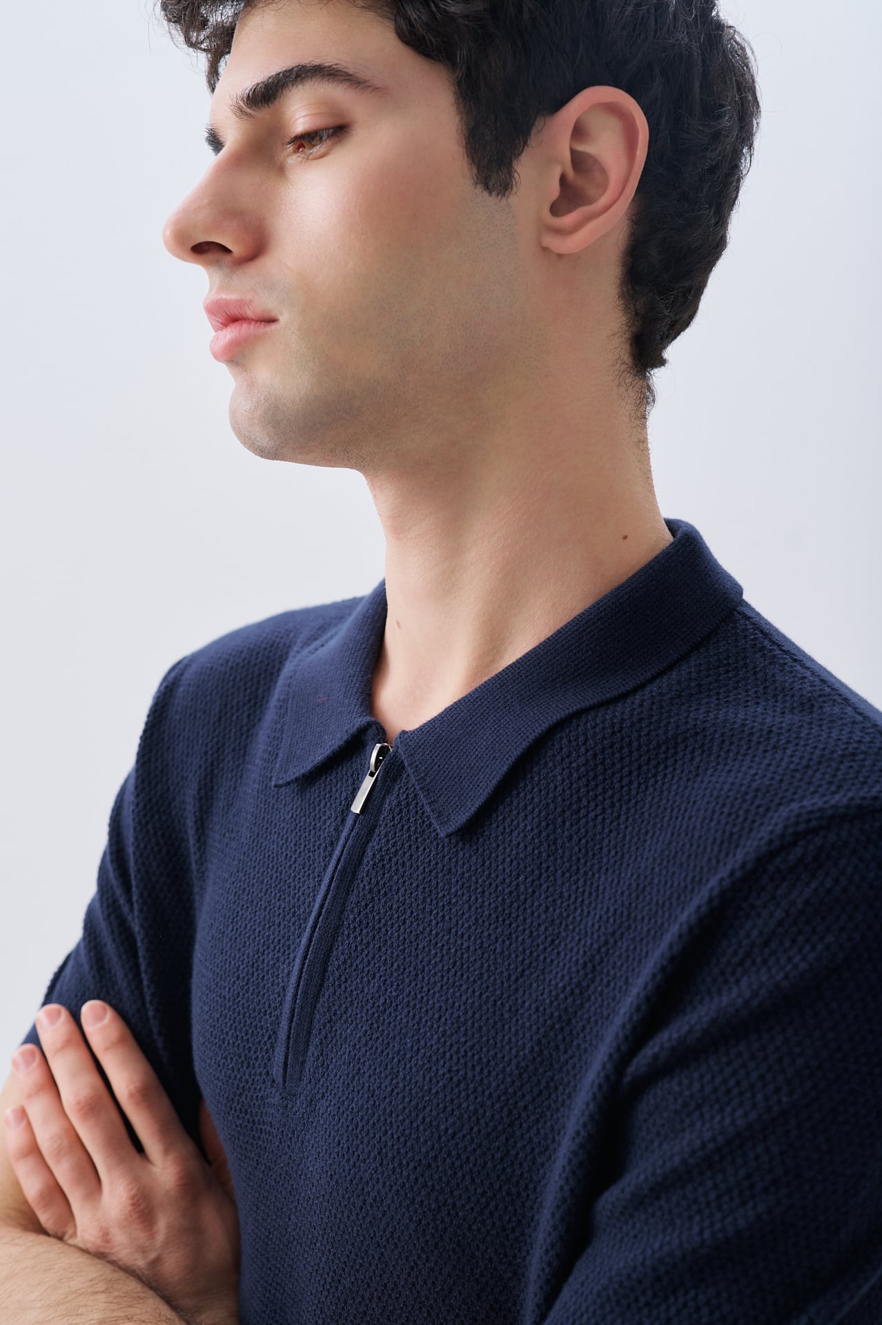 MULİNELİ FERMUARLI POLO YAKA KAZAK