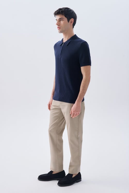 MULİNELİ FERMUARLI POLO YAKA KAZAK