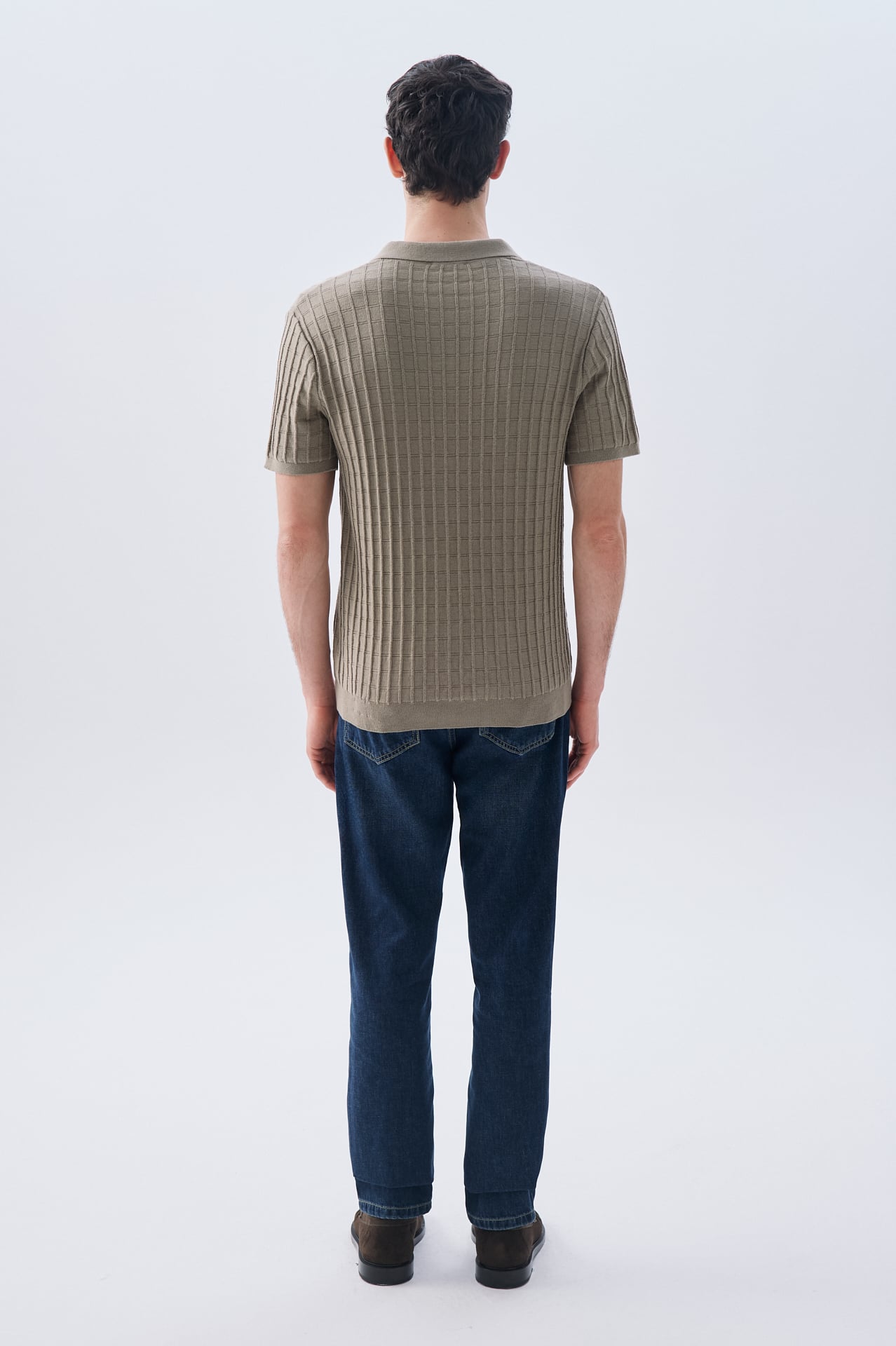 TEKSTÜRLÜ POLO YAKA KISA KOLLU TRİKO KAZAK