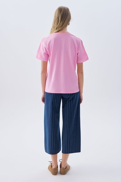 BASKILI BİSİKLET YAKA T-SHIRT