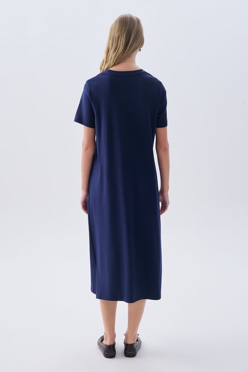 OVERSIZE KISA KOLLU CEPLİ MİDİ ELBİSE