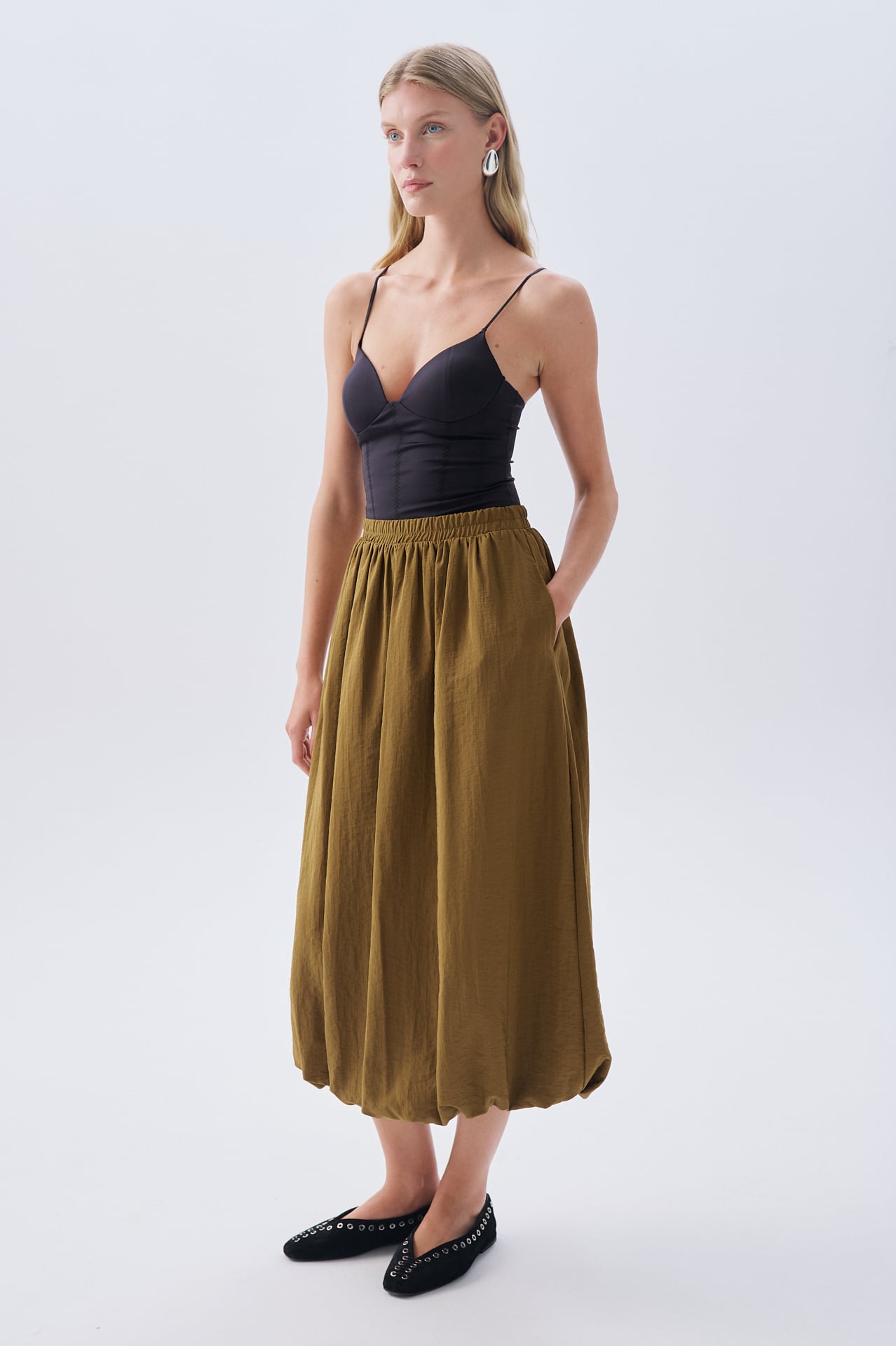 BELİ LASTİKLİ BALON MİDİ ETEK