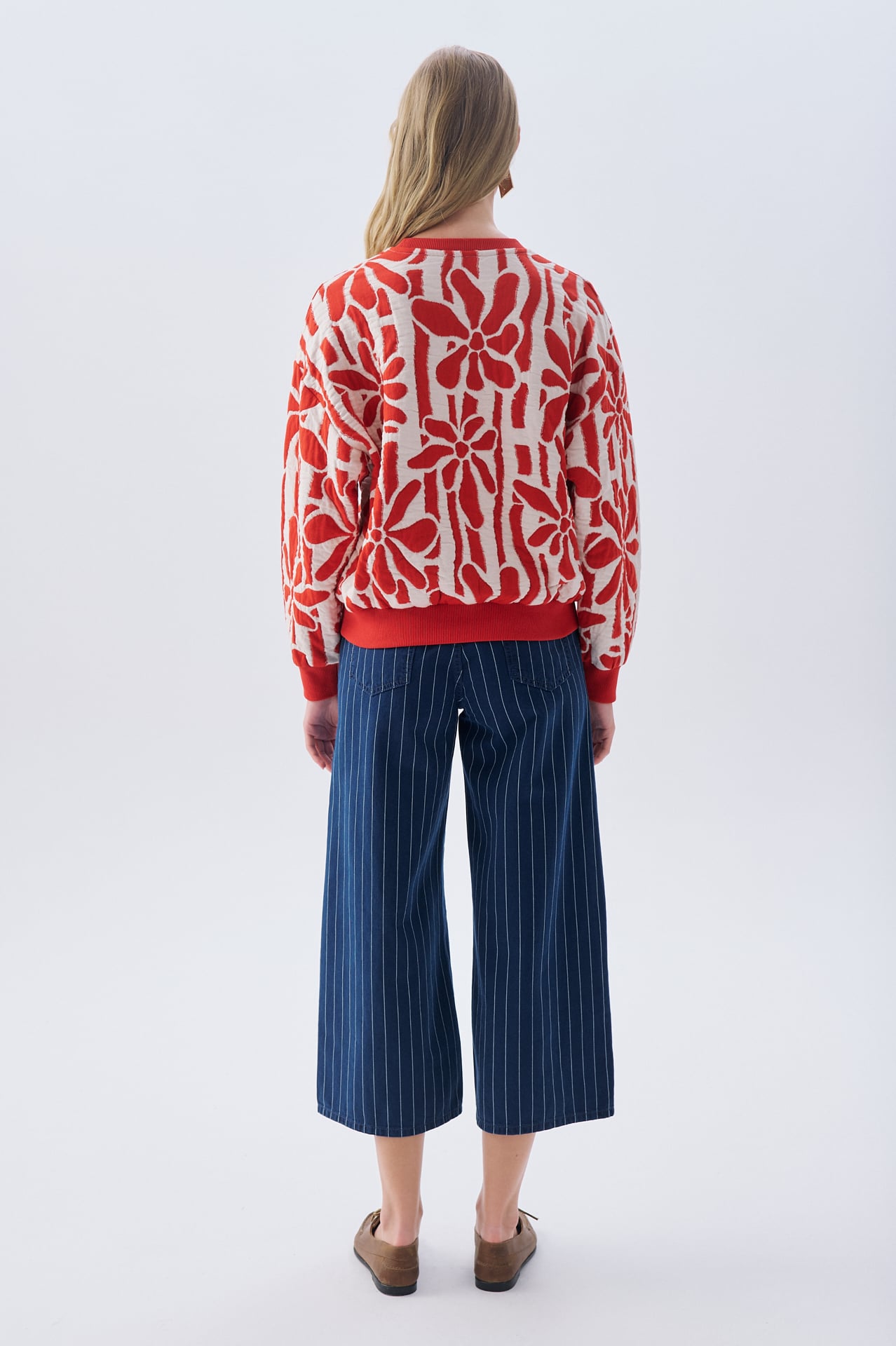 DESENLİ OVERSIZE BİSİKLET YAKA SWEATSHIRT