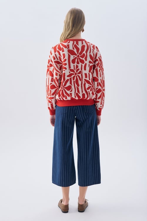 DESENLİ OVERSIZE BİSİKLET YAKA SWEATSHIRT