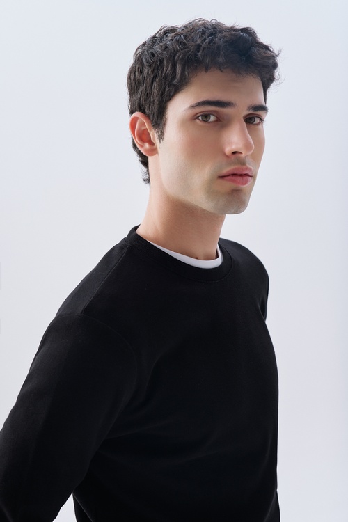 FİTİLLİ BİSİKLET YAKA UZUN KOLLU T-SHIRT