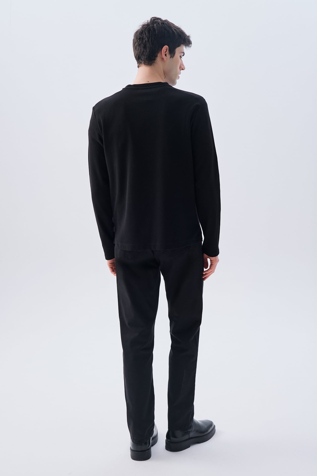 FİTİLLİ BİSİKLET YAKA UZUN KOLLU T-SHIRT