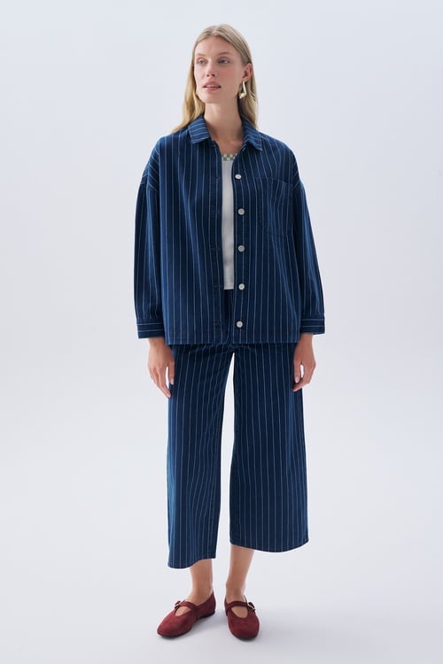 ÇİZGİLİ CLOUTTE FIT JEAN PANTOLON