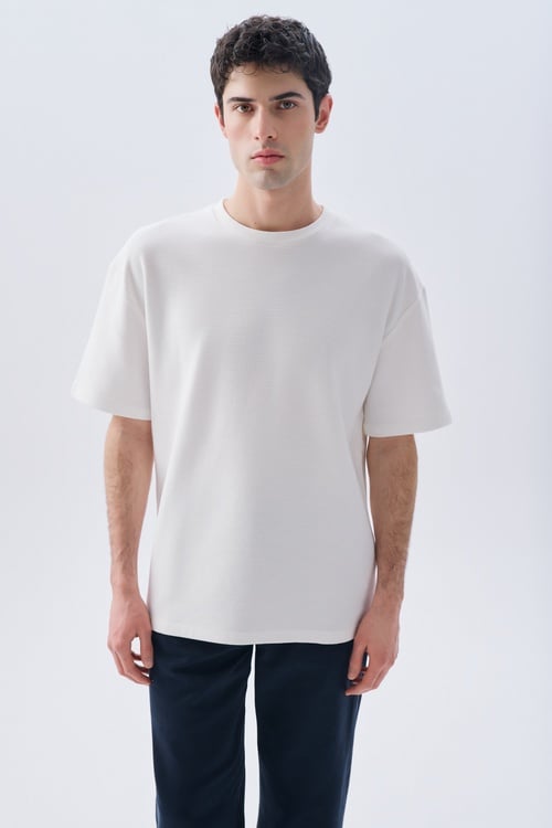 OVERSIZE BİSİKLET YAKA T-SHIRT