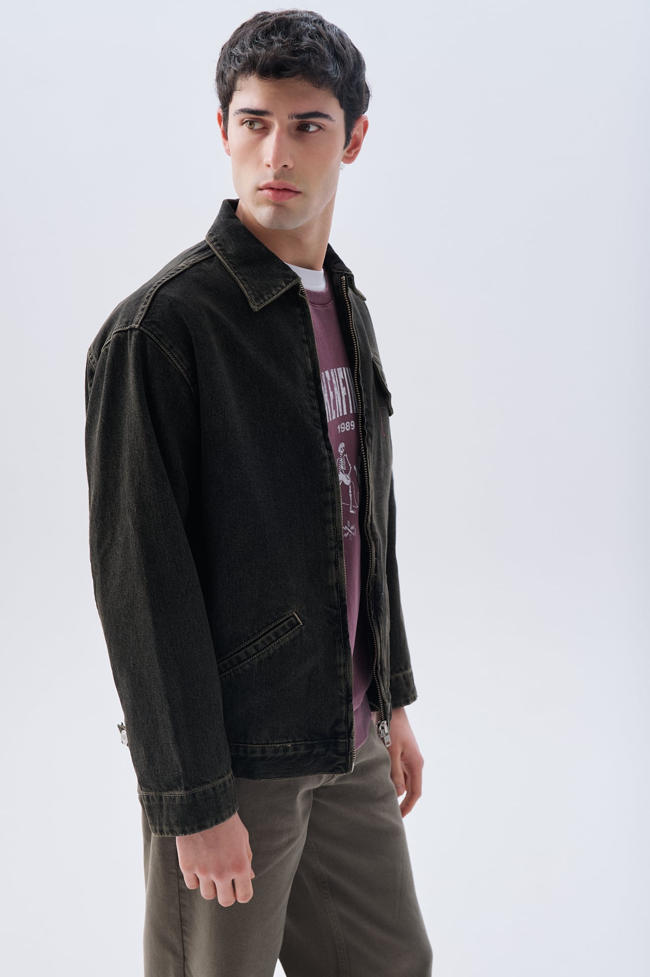 CEP DETAYLI FERMUARLI JEAN CEKET