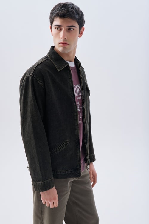 CEP DETAYLI FERMUARLI JEAN CEKET