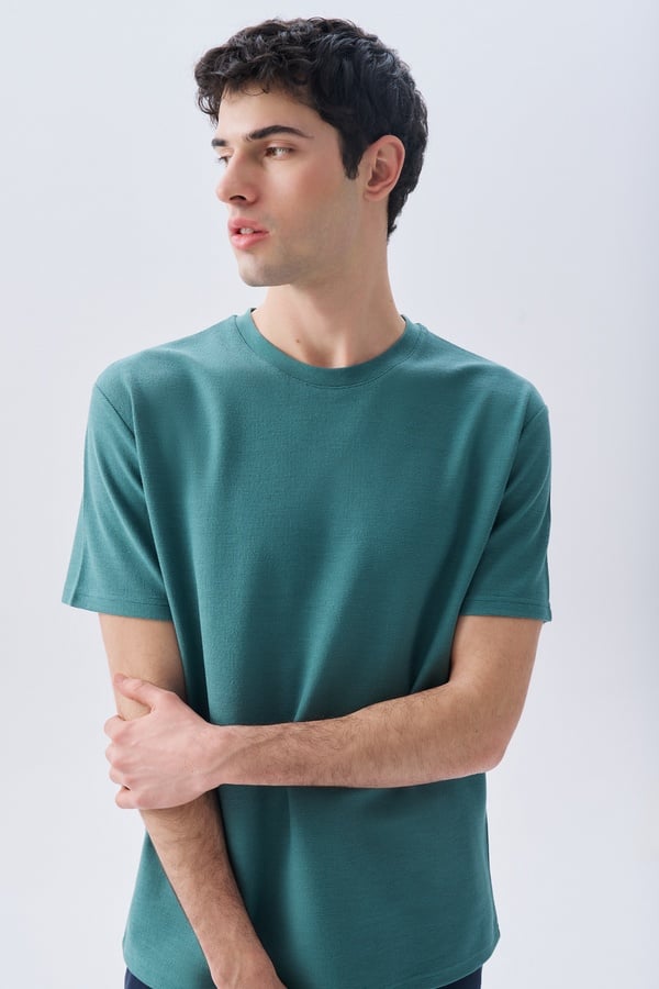 LOOSE FIT BİSİKLET YAKA T-SHIRT