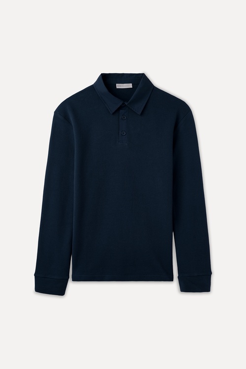  TEKSTÜRLÜ POLO YAKA SWEATSHIRT