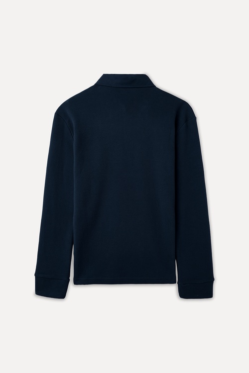  TEKSTÜRLÜ POLO YAKA SWEATSHIRT