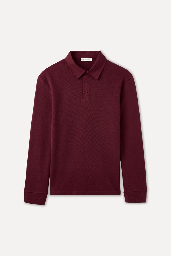 TEKSTÜRLÜ POLO YAKA SWEATSHIRT