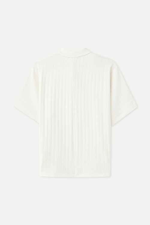  FITTED ÇİZGİLİ POLO YAKA KISA KOLLU KAZAK