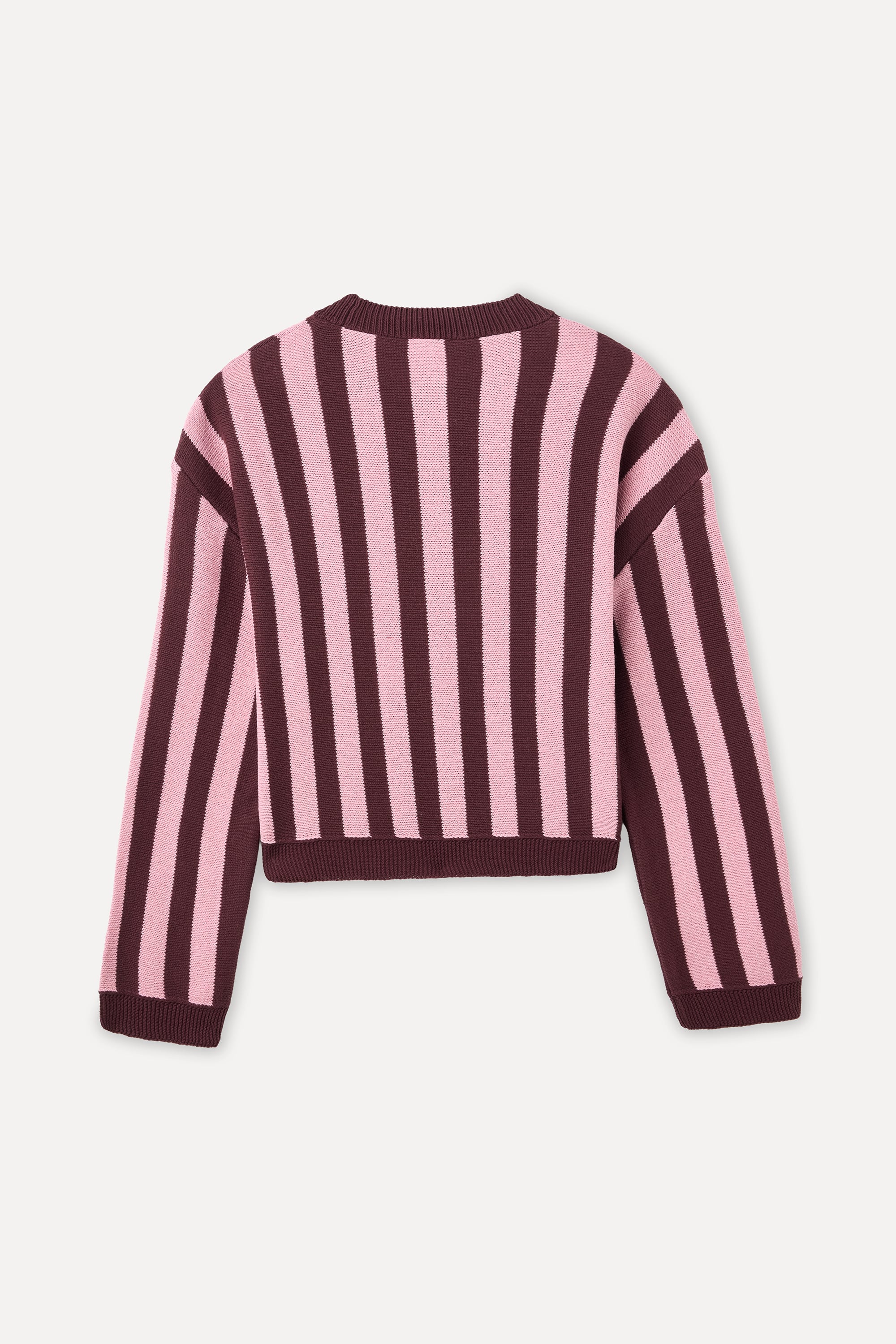 ÇİZGİLİ NAKIŞLI LOOSE FIT BİSİKLET YAKA KAZAK