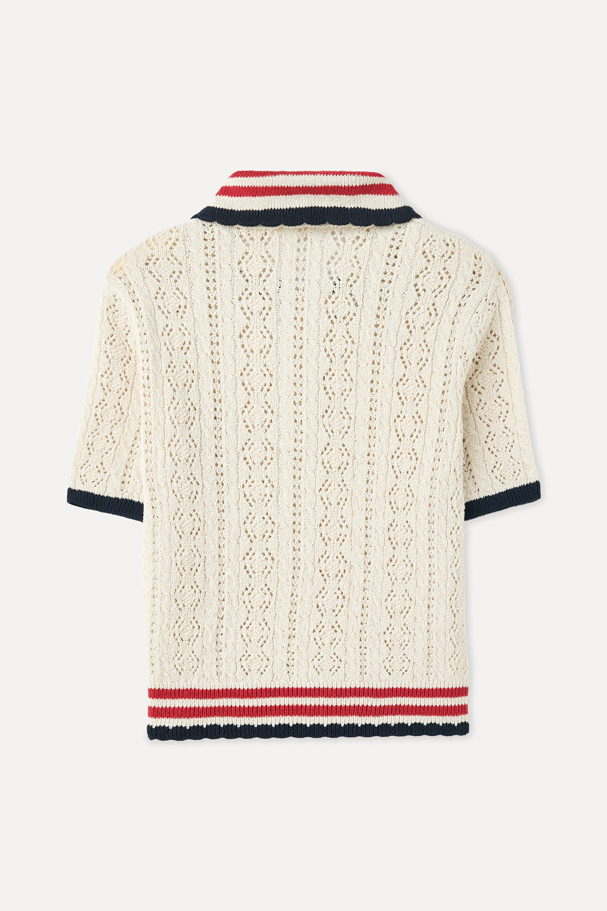 AJURLU BİYELİ POLO YAKA KISA KOLLU KAZAK