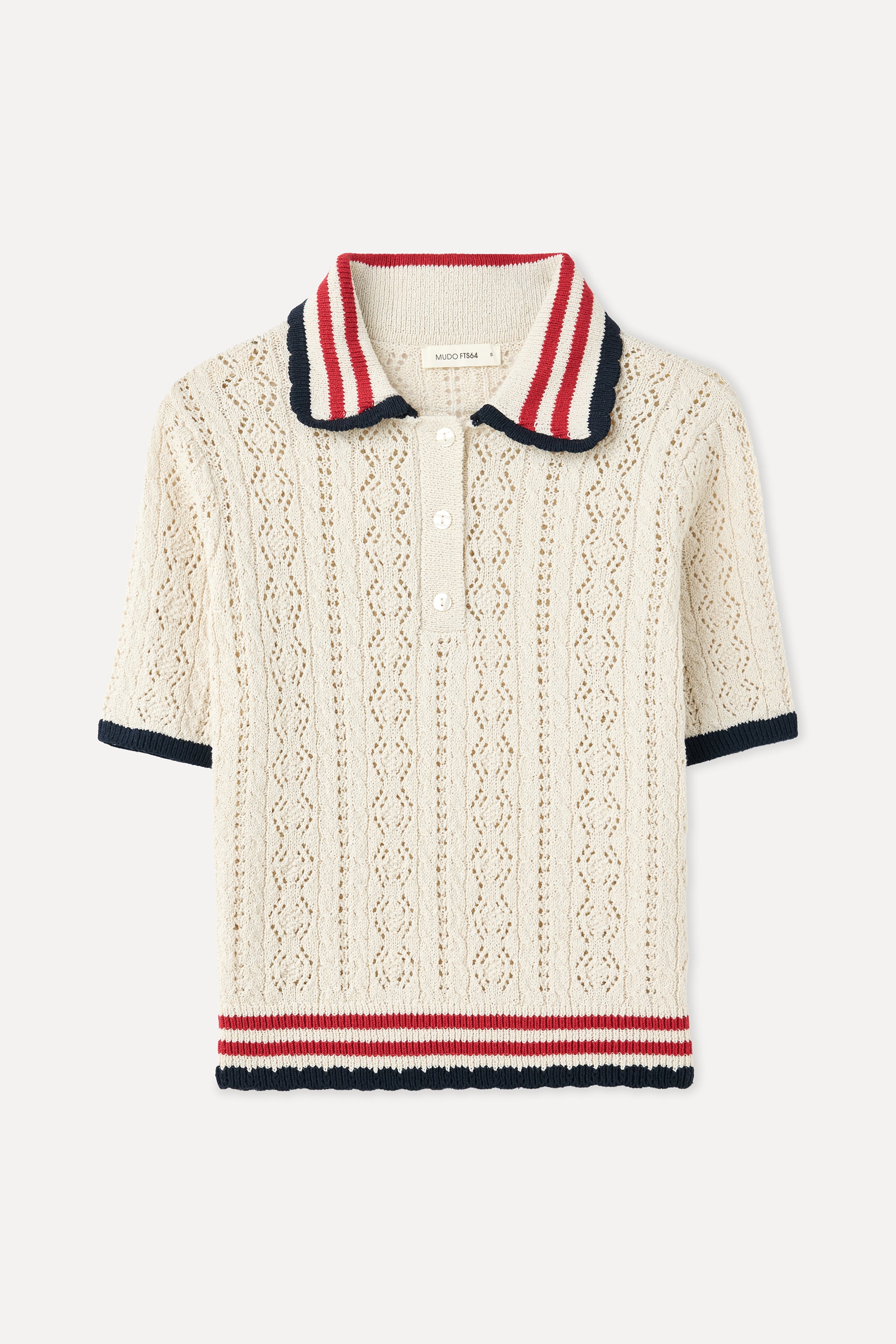 AJURLU BİYELİ POLO YAKA KISA KOLLU KAZAK