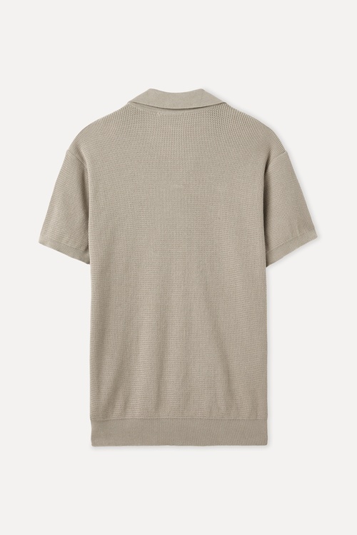 TEKSTÜRLÜ POLO YAKA KISA KOLLU TRİKO KAZAK