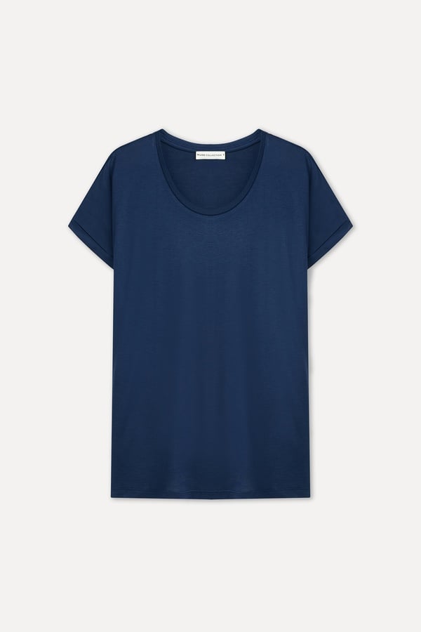 FITTED BİSİKLET YAKA DÜŞÜK KOL T-SHIRT