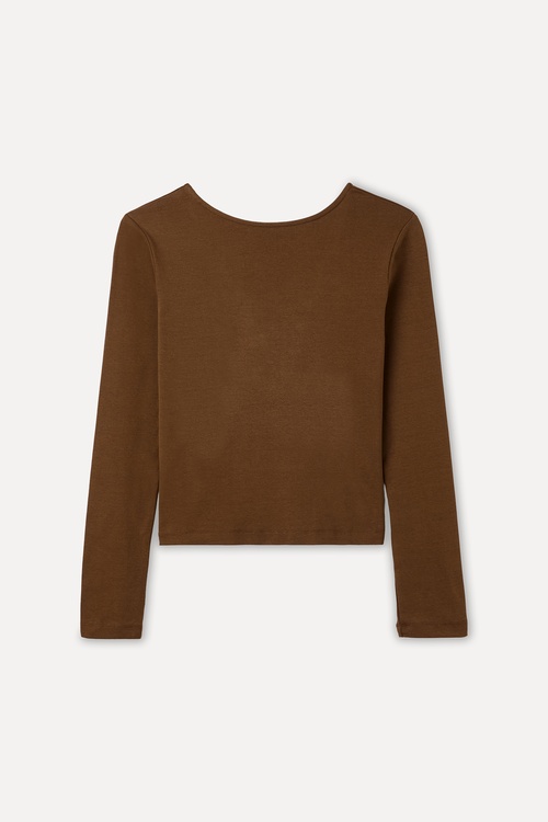 FITTED SIRT DETAYLI BİSİKLET YAKA BLUZ