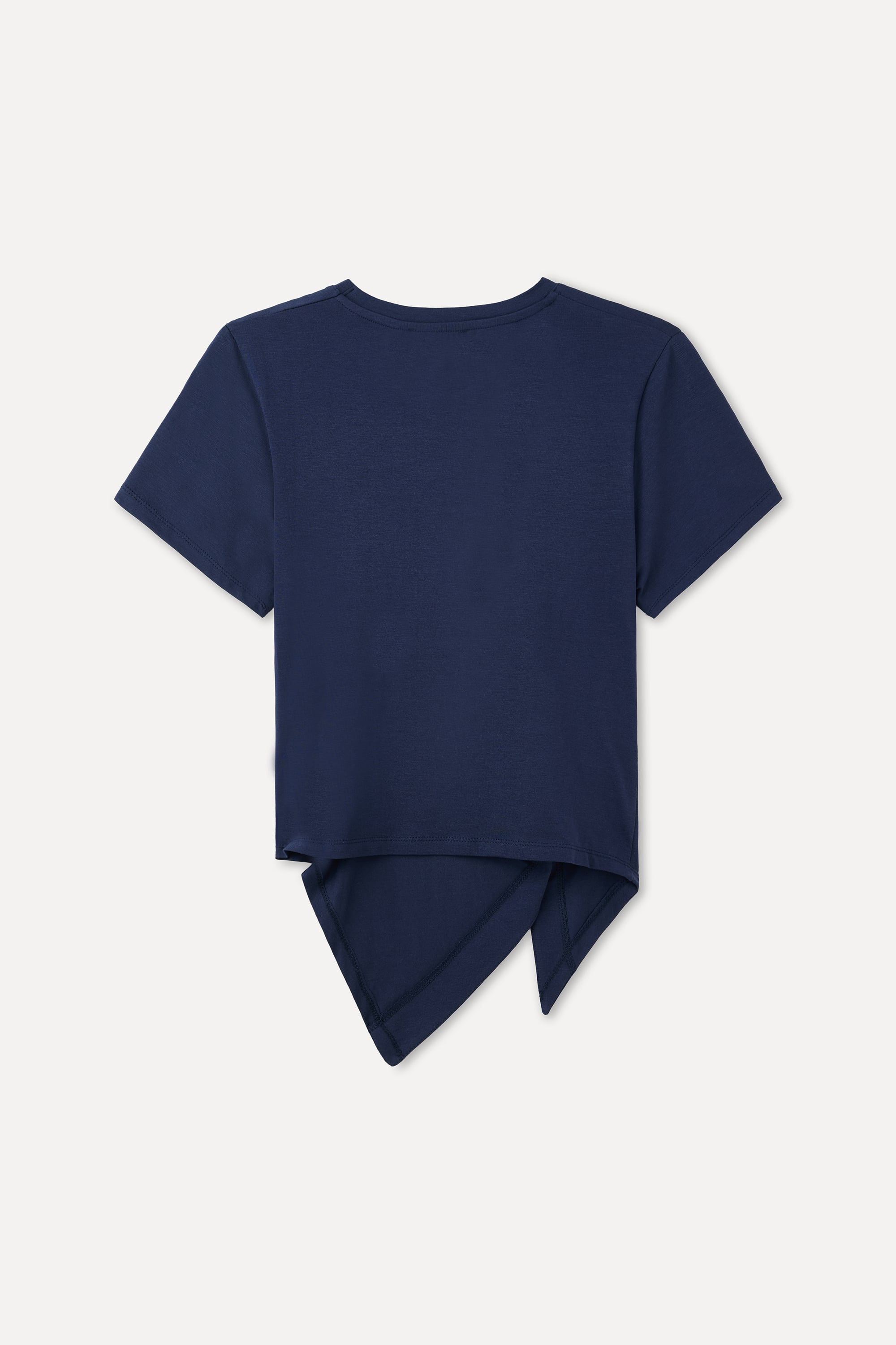 ASİMETRİK KESİM DÜĞMELİ KISA KOLLU BLUZ