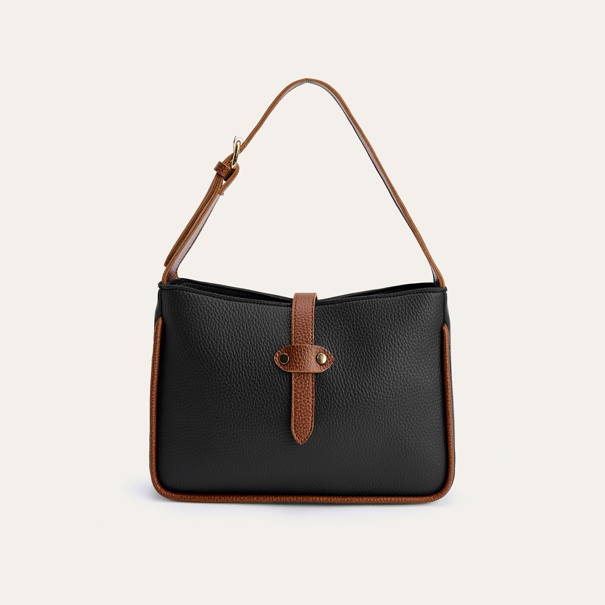 DERİ GÖRÜNÜMLÜ TOKA DETAYLI EL ÇANTASI