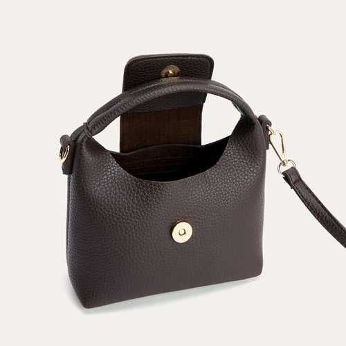 DERİ GÖRÜNÜMLÜ MİNİ OMUZ ÇANTASI