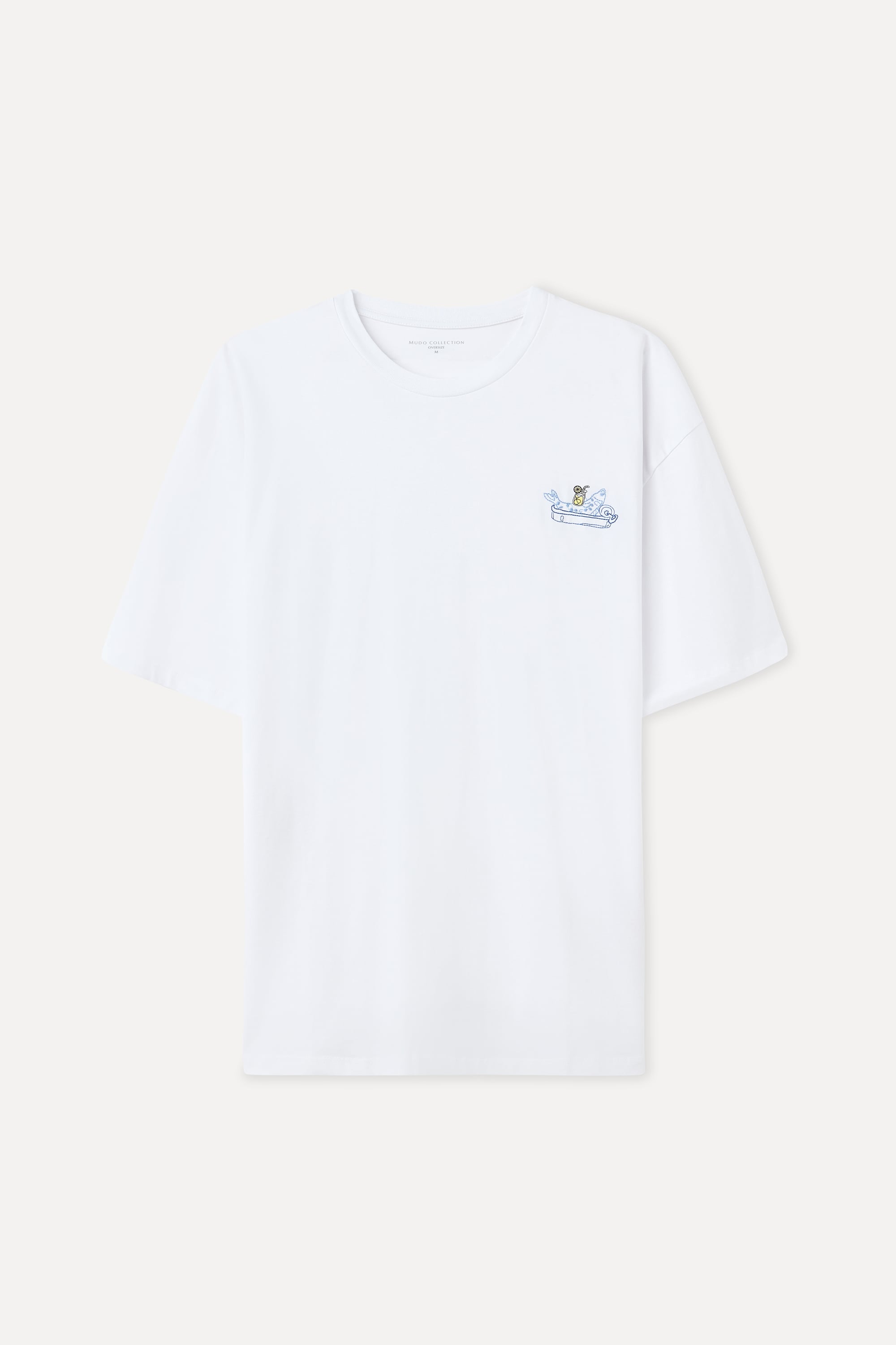 BASKILI OVERSIZE BİSİKLET YAKA T-SHIRT