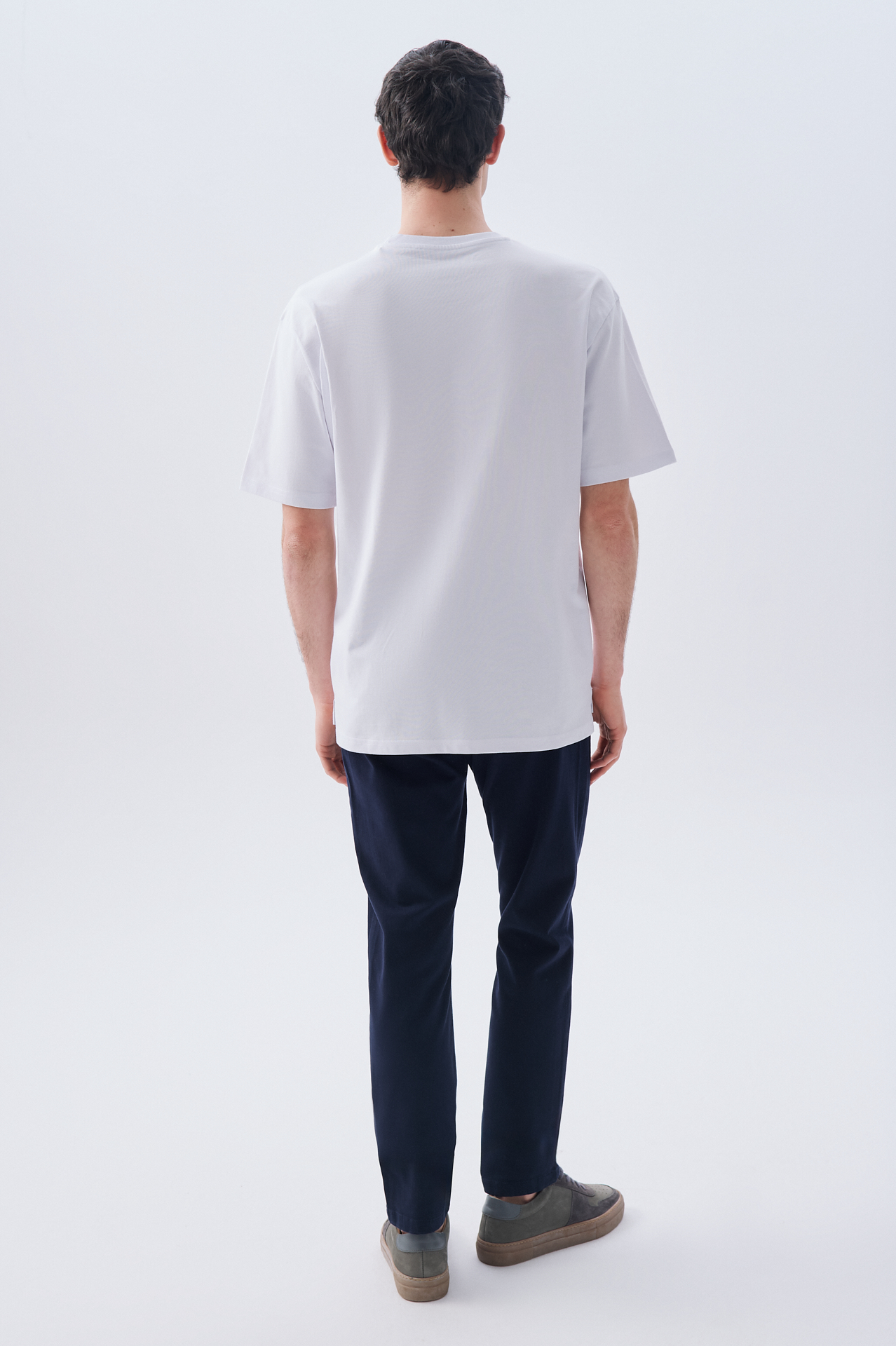 OVERSIZE BASKILI BİSİKLET YAKA T-SHIRT