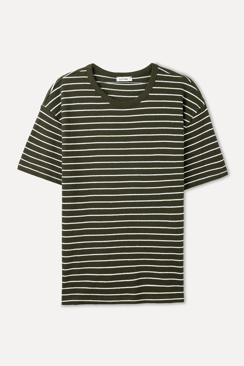 ÇİZGİLİ COMFORT FIT BİSİKLET YAKA T-SHIRT