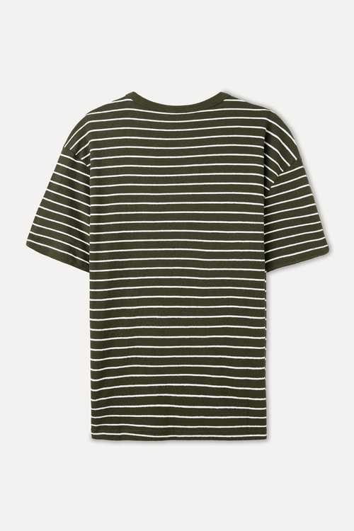 ÇİZGİLİ COMFORT FIT BİSİKLET YAKA T-SHIRT