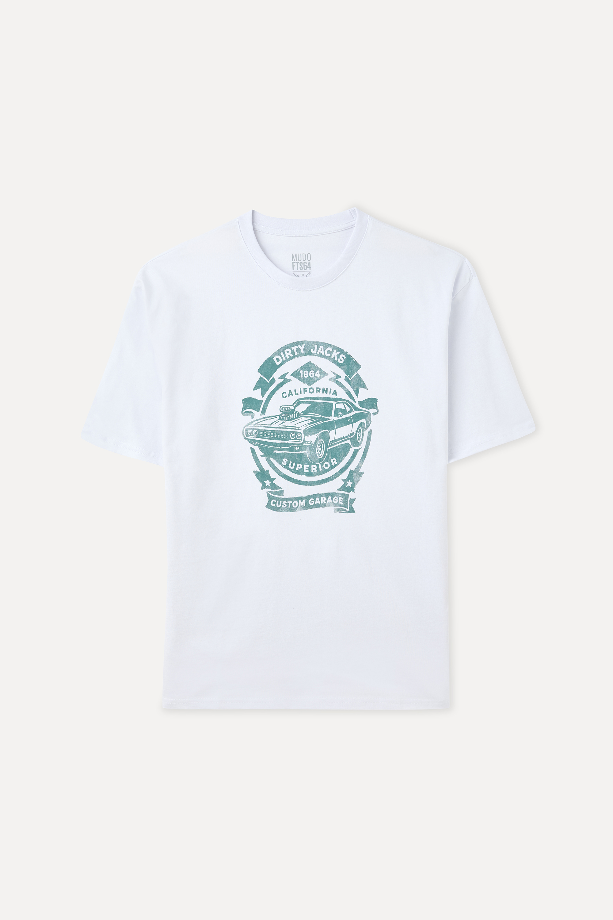 OVERSIZE BASKILI BİSİKLET YAKA T-SHIRT