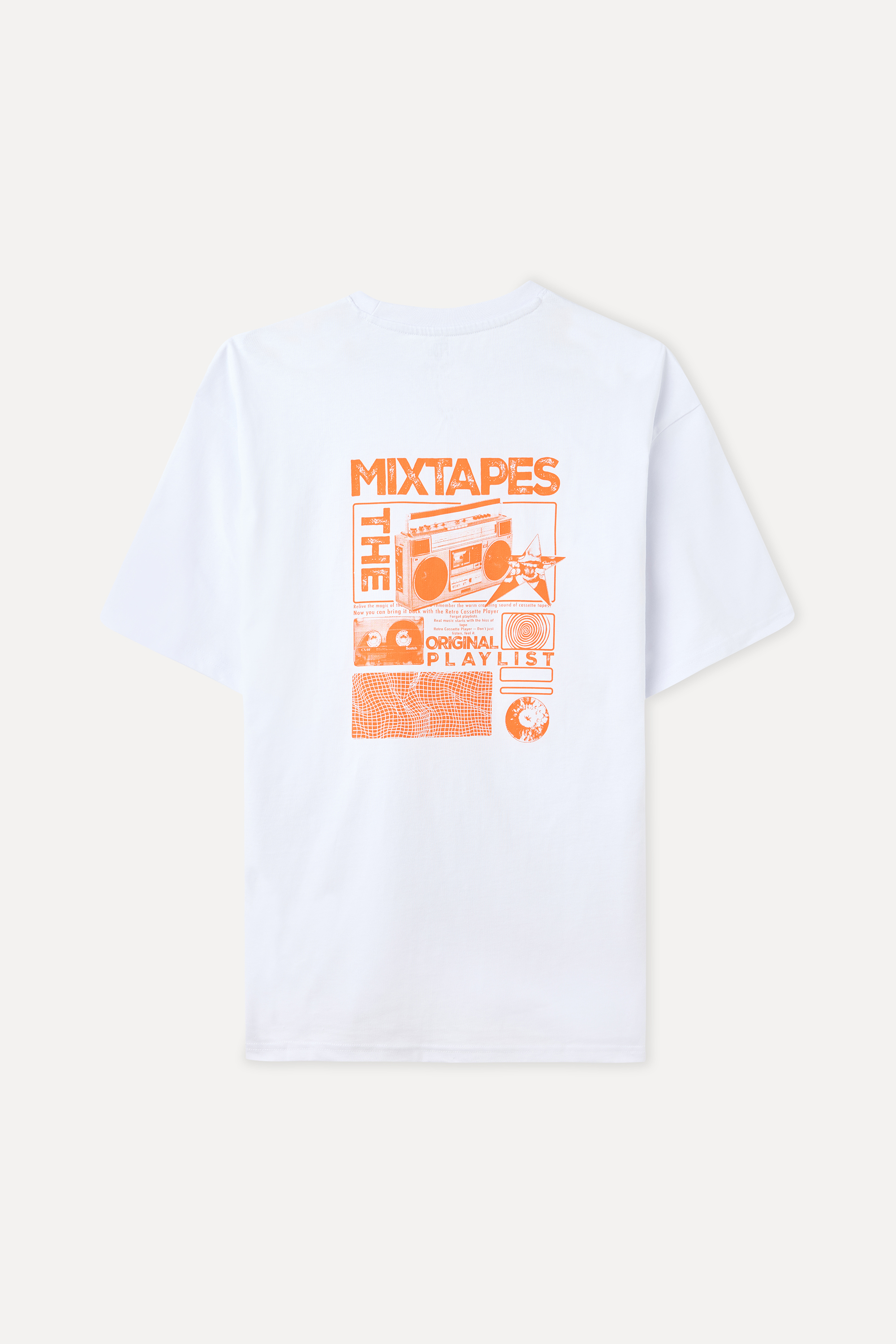 OVERSIZE BASKILI BİSİKLET YAKA T-SHIRT