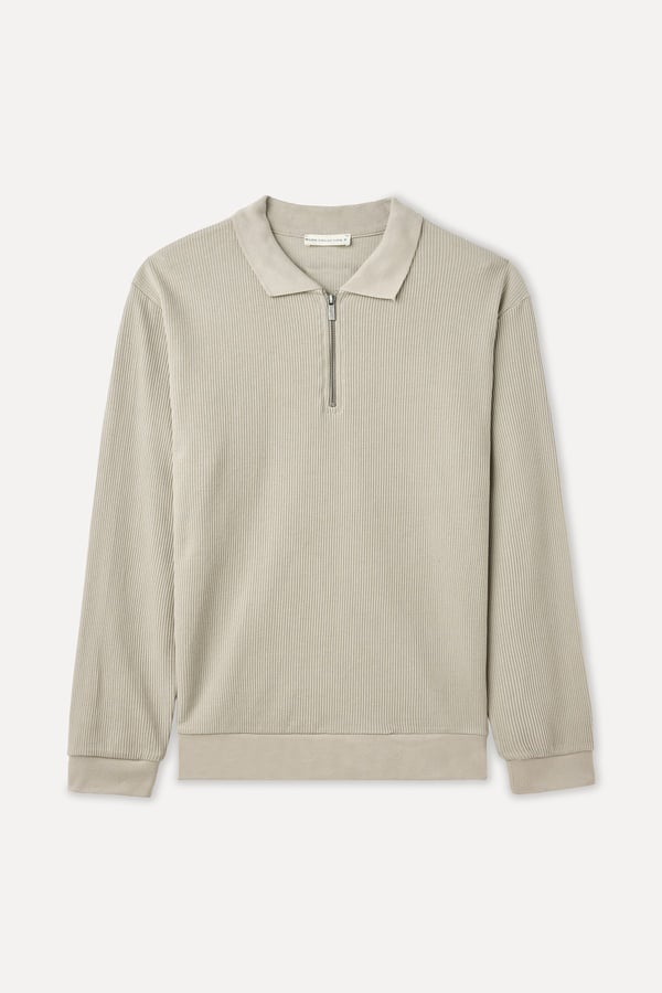 TEKSTÜRLÜ COMFORT FIT POLO YAKA SWEATSHIRT